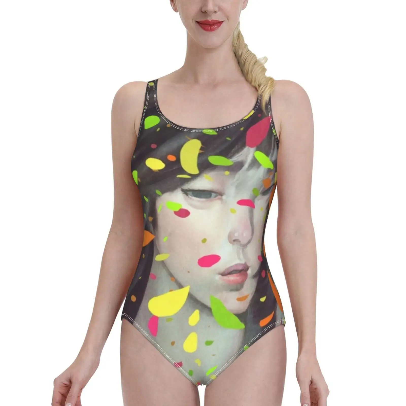 

Цветной Цельный купальник, женский сексуальный Монокини, купальные костюмы, новый пляжный купальник для девушек, Женский портретный цветно...