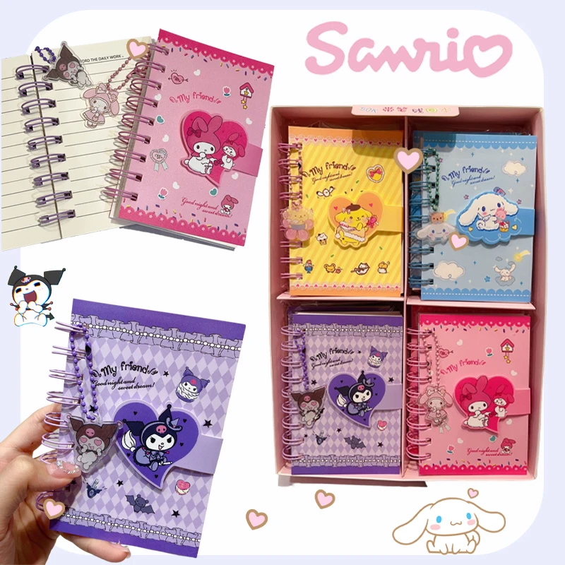 

Kawaii Sanrio Kuromi Coil Notebooks Cinnamoroll My Melody Pom Pom Purin Anime Cartoon Study Magnetism Notepad Stationery Prizes