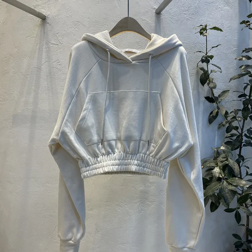 

Корейская осенне-зимняя новая мода простая повседневная толстовка с капюшоном Женская однотонная свободная утягивающая Короткая Толстовка с длинным рукавом пуловер Топ