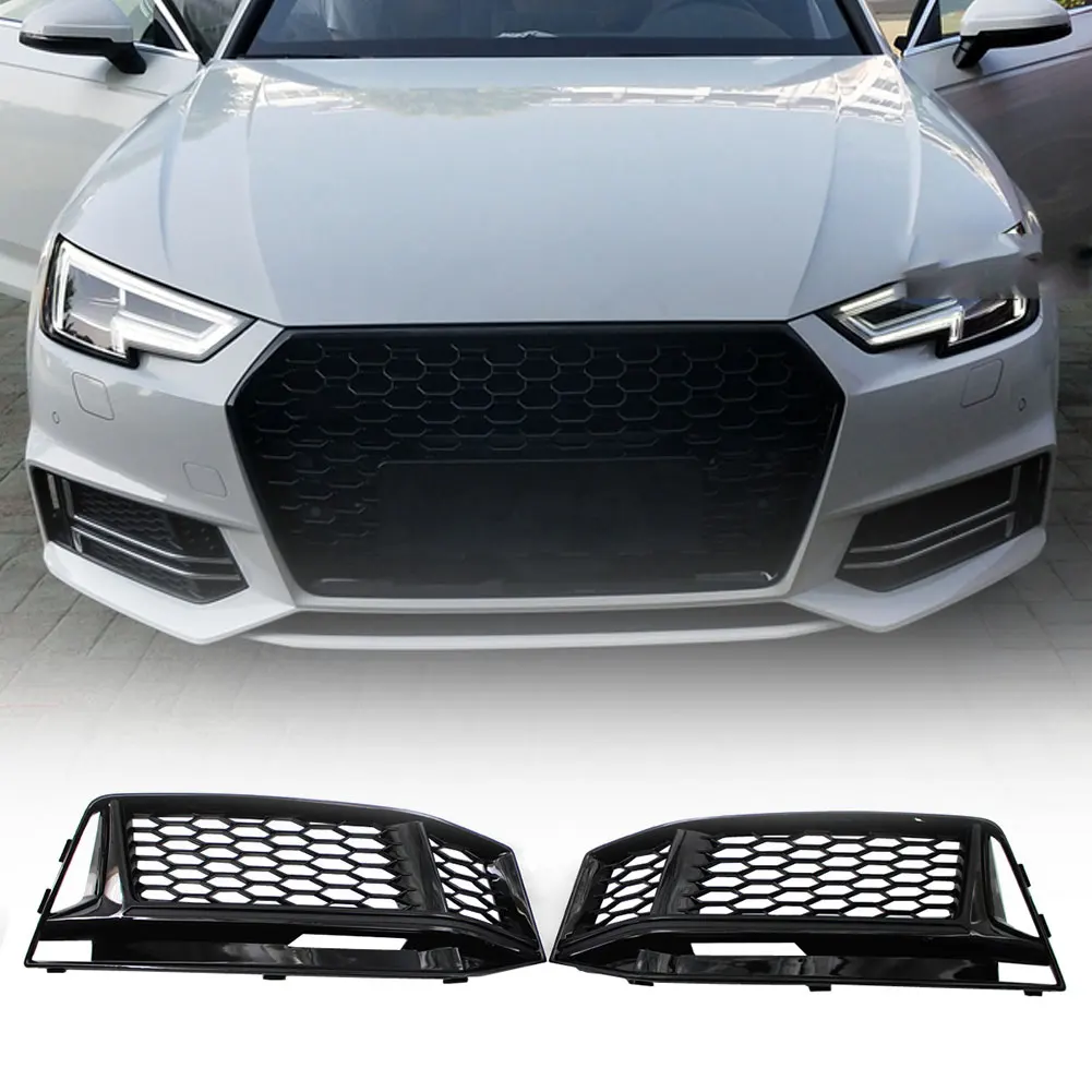 

Modified Honeycomb Perforated Fog Lamp Frame for AUDI S4 A4 B9 S-Line 16-18 Bright Black Honeycomb Front Fog Lamp Grille