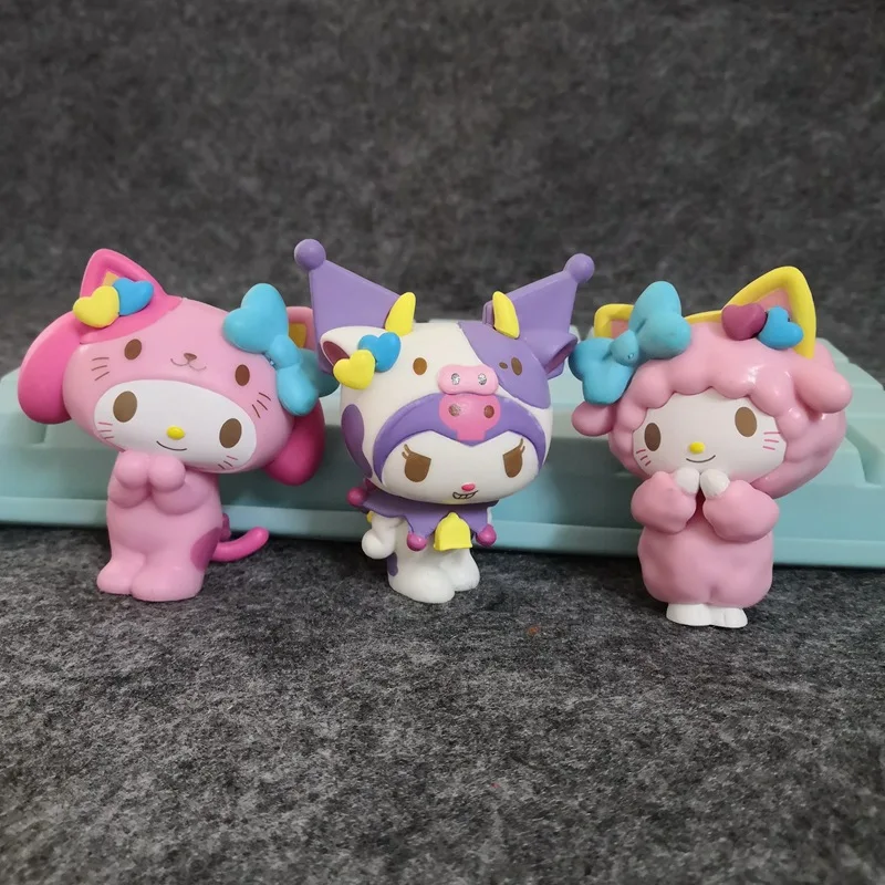 

Sanrio Kuromi Melody Anime Figure Kawaii Toys for Girls Action Figures Cartoon Accessories Car Decoration Doll Birthday Gifts