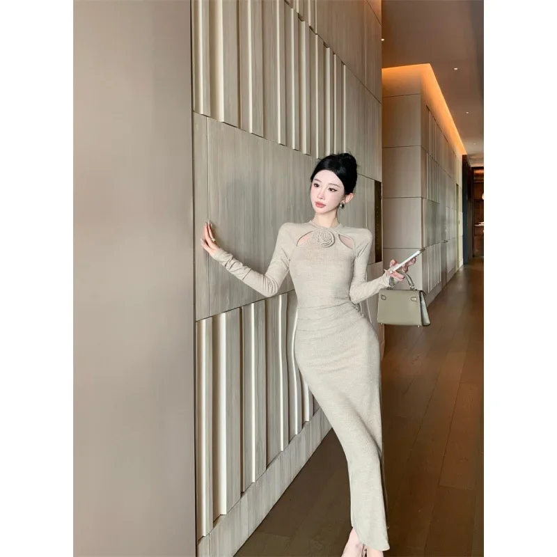 Сексуальное элегантное модное утягивающее платье для женщин вязаный материал с