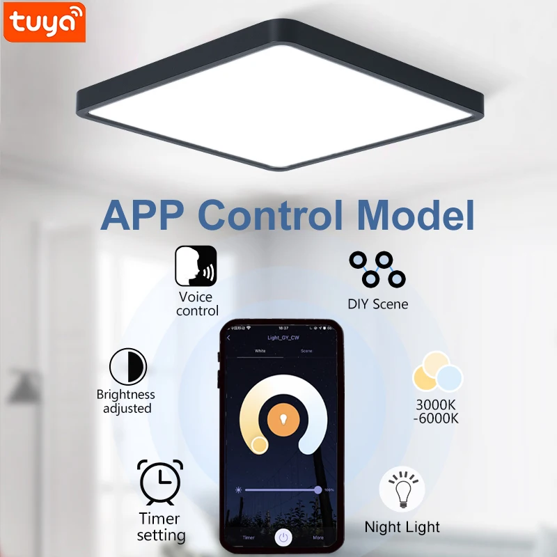Smart Ceiling Lamp App Remote Switch Control Square Ultrathin Ceiling lights for Bedroom 36W Dimmable LED Lights for Living room