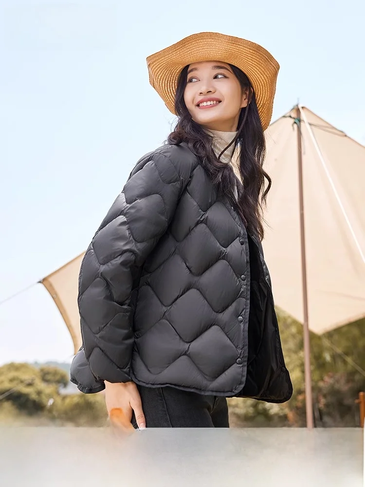 Флагманский магазин Yalu легкий пуховик в клетку с бриллиантами женский 2024 новая