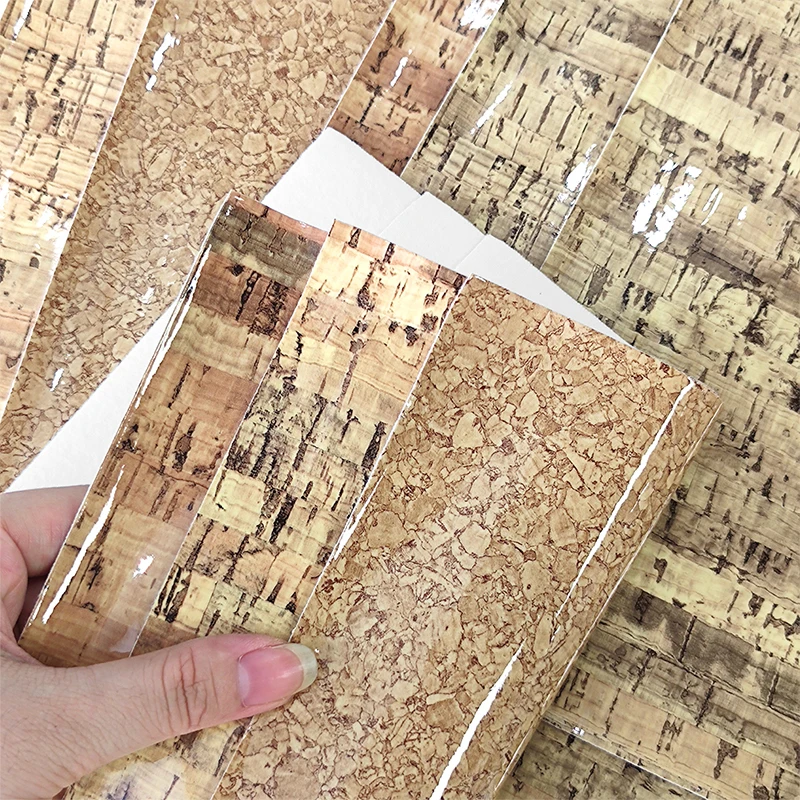 

Synthetic Leather Fabric Vinyl Natural Cork Artificial Faux Leather Fabrics DIY Soft Bags Home Decoration Wood PU Leathers