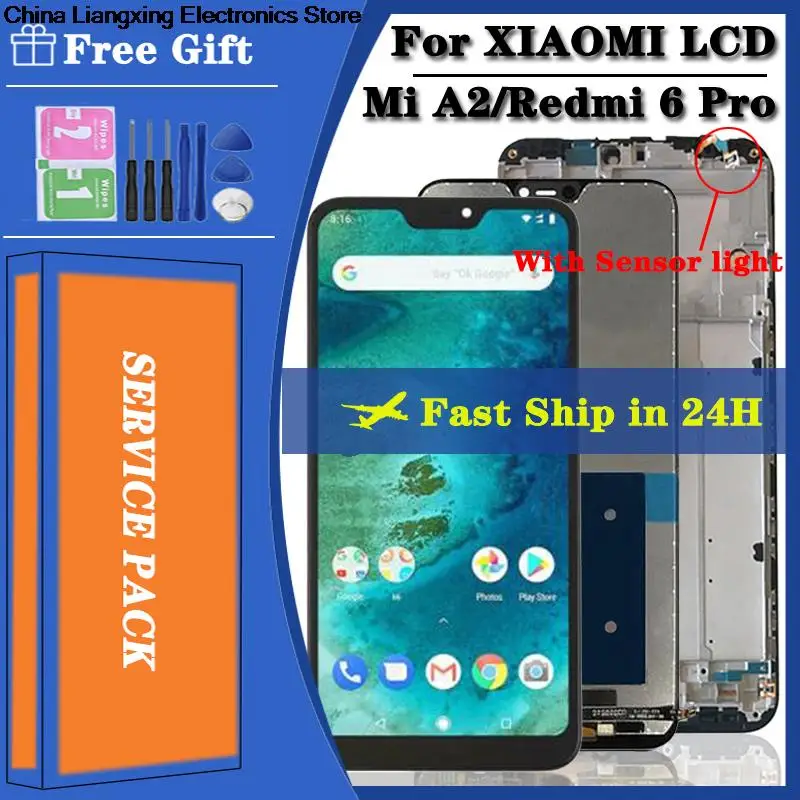 

5.84display tela de exibição para xiaomi mi a2 lite (redmi 6 pro) lcd m1805d1sg display substituição da tela de toque com quadro