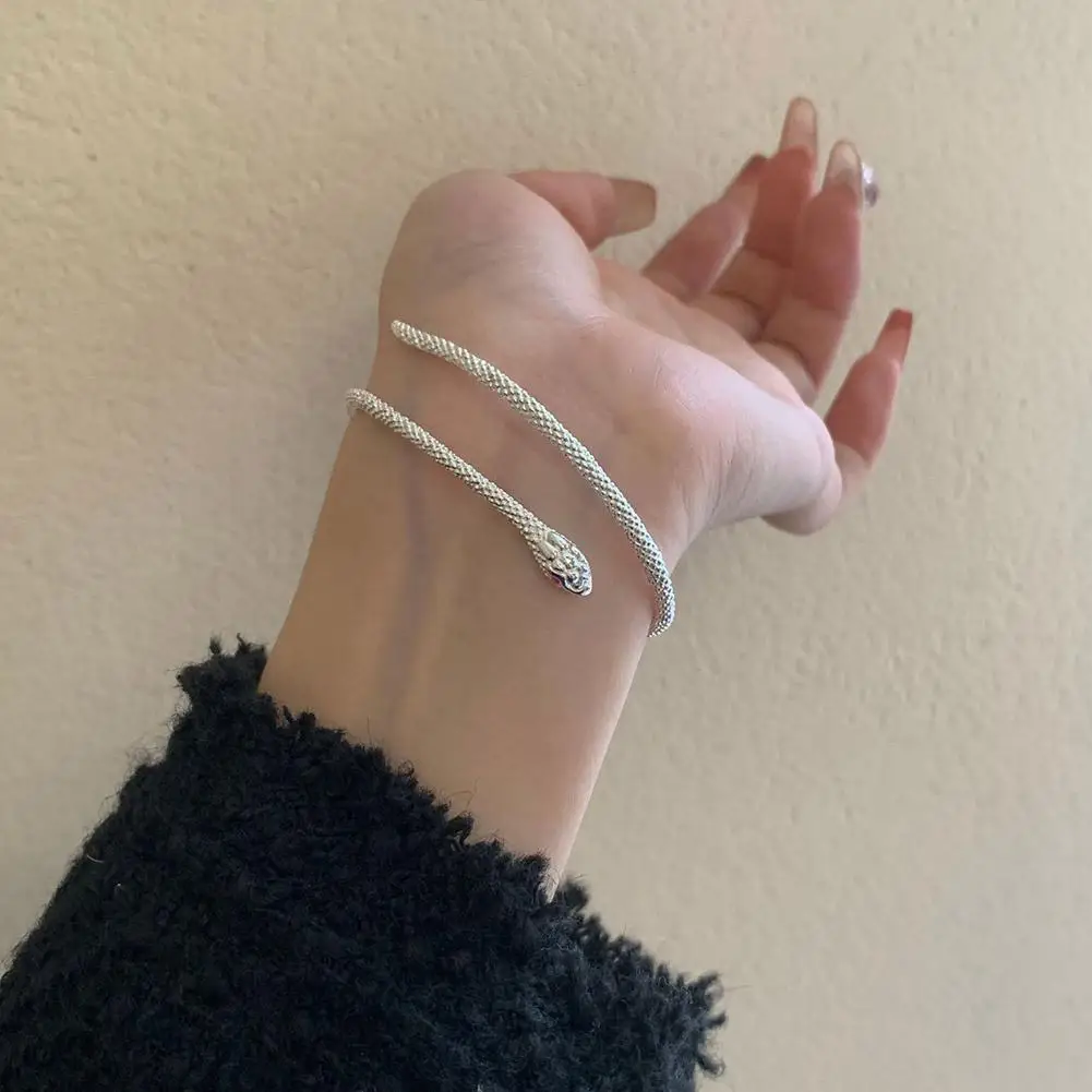 

New Silver Snake Shape Bracelet For Women Girl Adjustable Fashion Elegant Engagement Jewelry Clothing Accessories