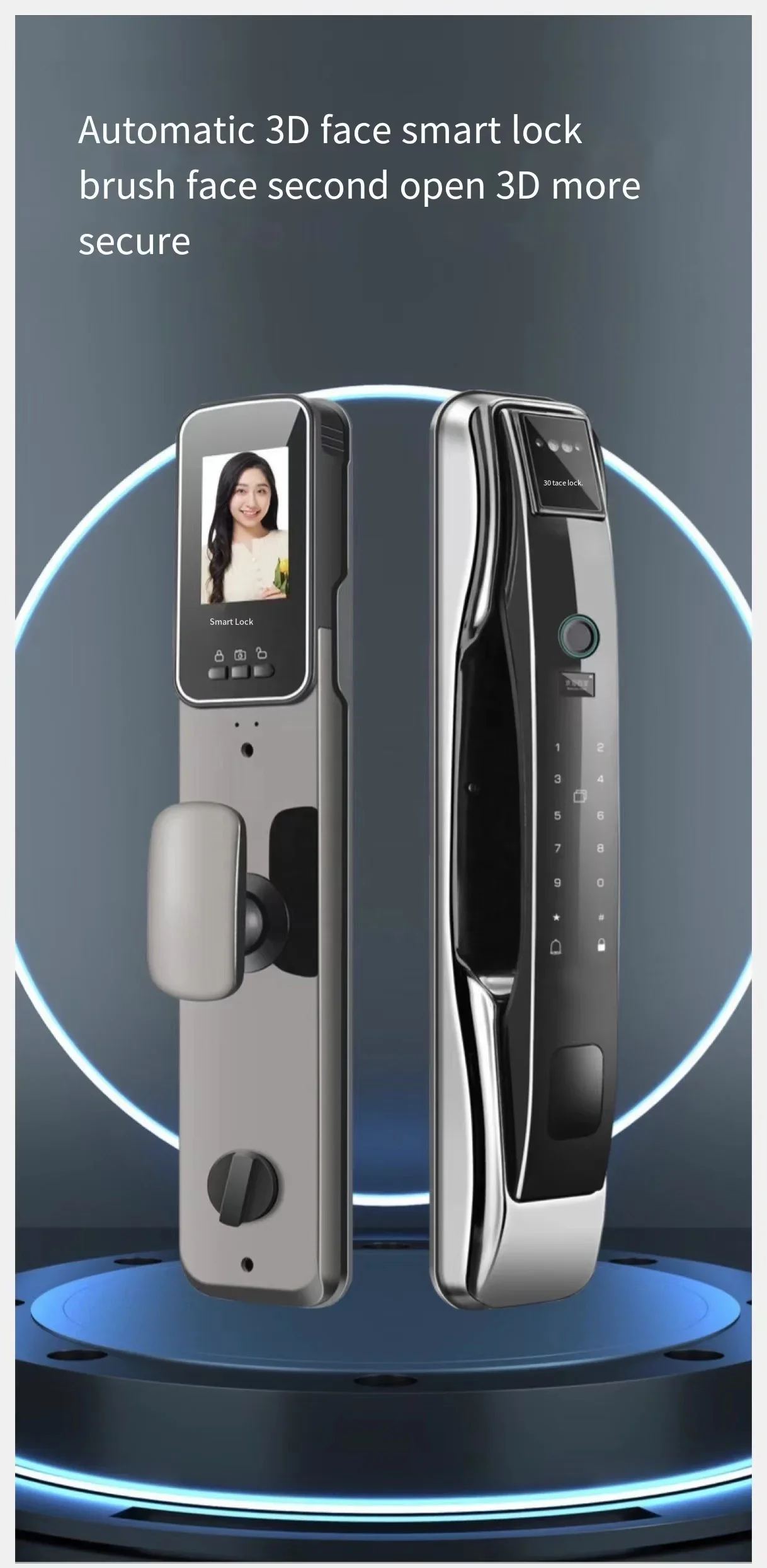 Смарт-замок Tuya со встроенной камерой и ключами стальным корпусом