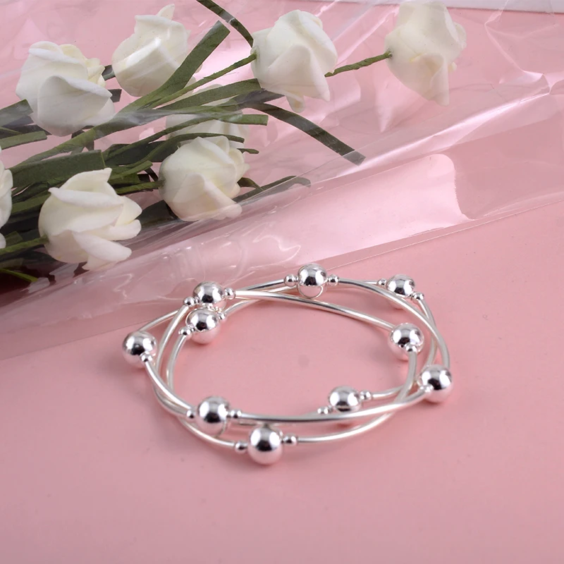 Дизайн из стерлингового серебра 99 простой эластичный женский браслет ручной