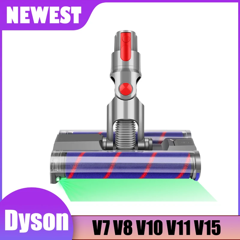 

Для Dyson V7 V8 V10 V11 V15 Запчасти для пылесоса Вращающаяся двойная мягкая роликовая головка щетки Светодиодный светильник для твердых полов