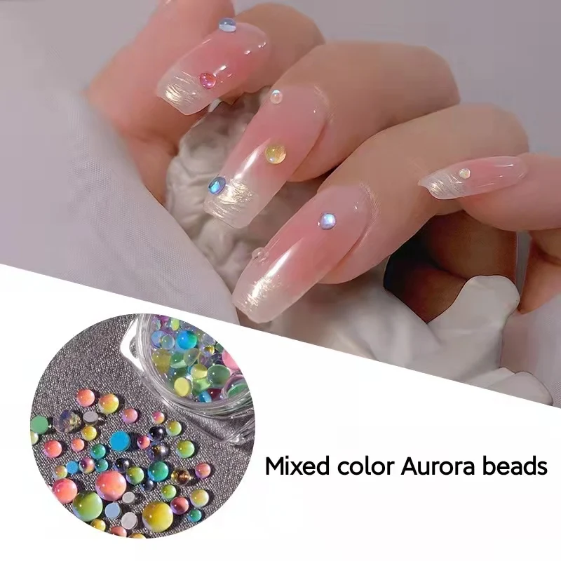 

Nail accessories nail gel polish set Mermaid Crystal Beads Nails Aurora Pearl Nail Art Decoration Glitter Diamond Jewelry
