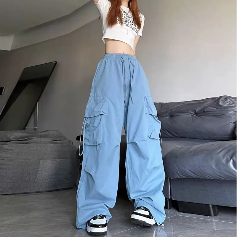 Women's Y2K Clothes Cargo Pants Summer Thin Loose Skinny Straight Wide Leg Casual Quick Dry Straight Leggings Korean Style