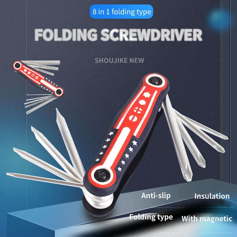 

8 In1 Folding Multi-functional Screwdriver Set Bicycle Repair Tool Tire Repair Tool Portable Repair Tool Screwdriver Wrench Set
