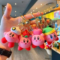 5cm cute special pink kirby star adventure anime game animal pendant gel keychain for woman bag key chian dolls kids toys