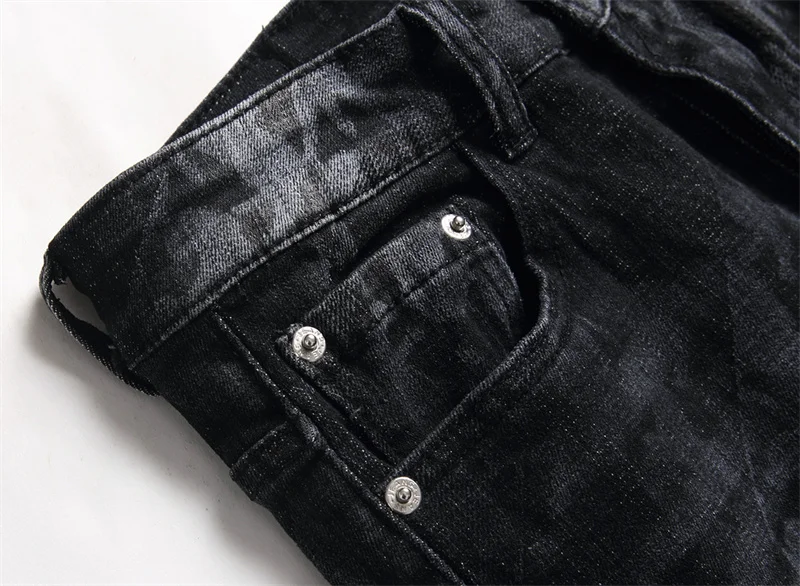 Men's Colorful Graffiti Printed Jeans Y2K Colorful Slim Fit Tapered Elastic Casual Pants Fashion Street Clothing Small Foot Pant