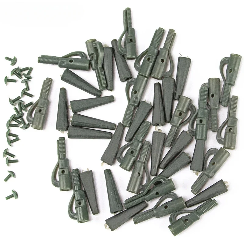 

50Pcs/Sets Fishing Terminal Tackle Safety Lead Clips with Pins Tail Rubber Tubes Carp Fishing Tackle Tools Fishing Equipment