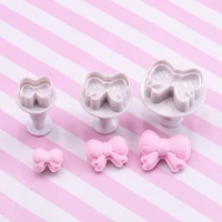 new 3pcs wedding bow tie flower plunger biscuit cookies cutter mold fondant decorating chocolates diy cake baking stamps tools