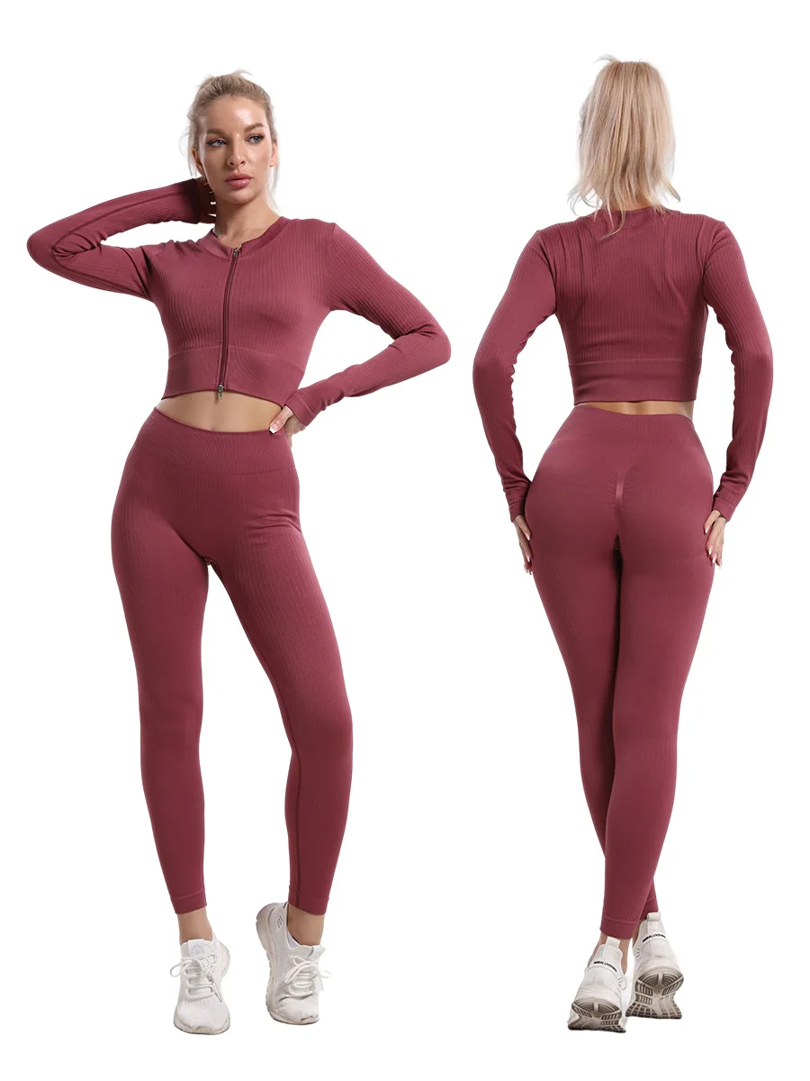 Seamless Ribbed Sports Leggings For Women Push Up High Waist Fitness White Striped Gym Tights Female Tummy Control Yoga Pants