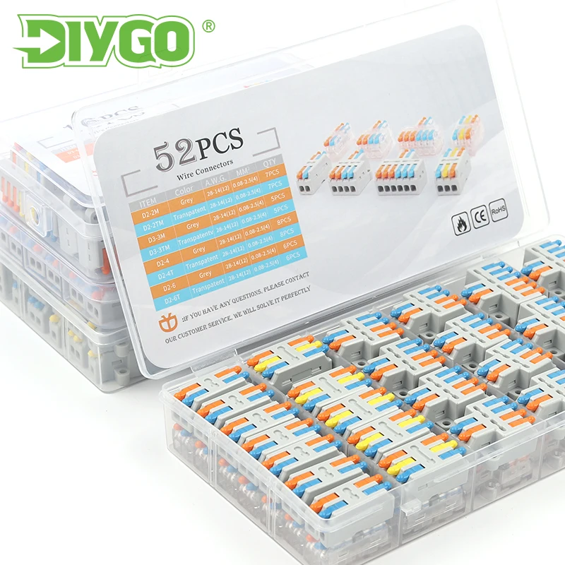 

Mixed Boxed Mini Fast Wire Connector Reusable High-Quality Terminal Blocks 212 213 SPL 222 Universal Push-in Cable Connection