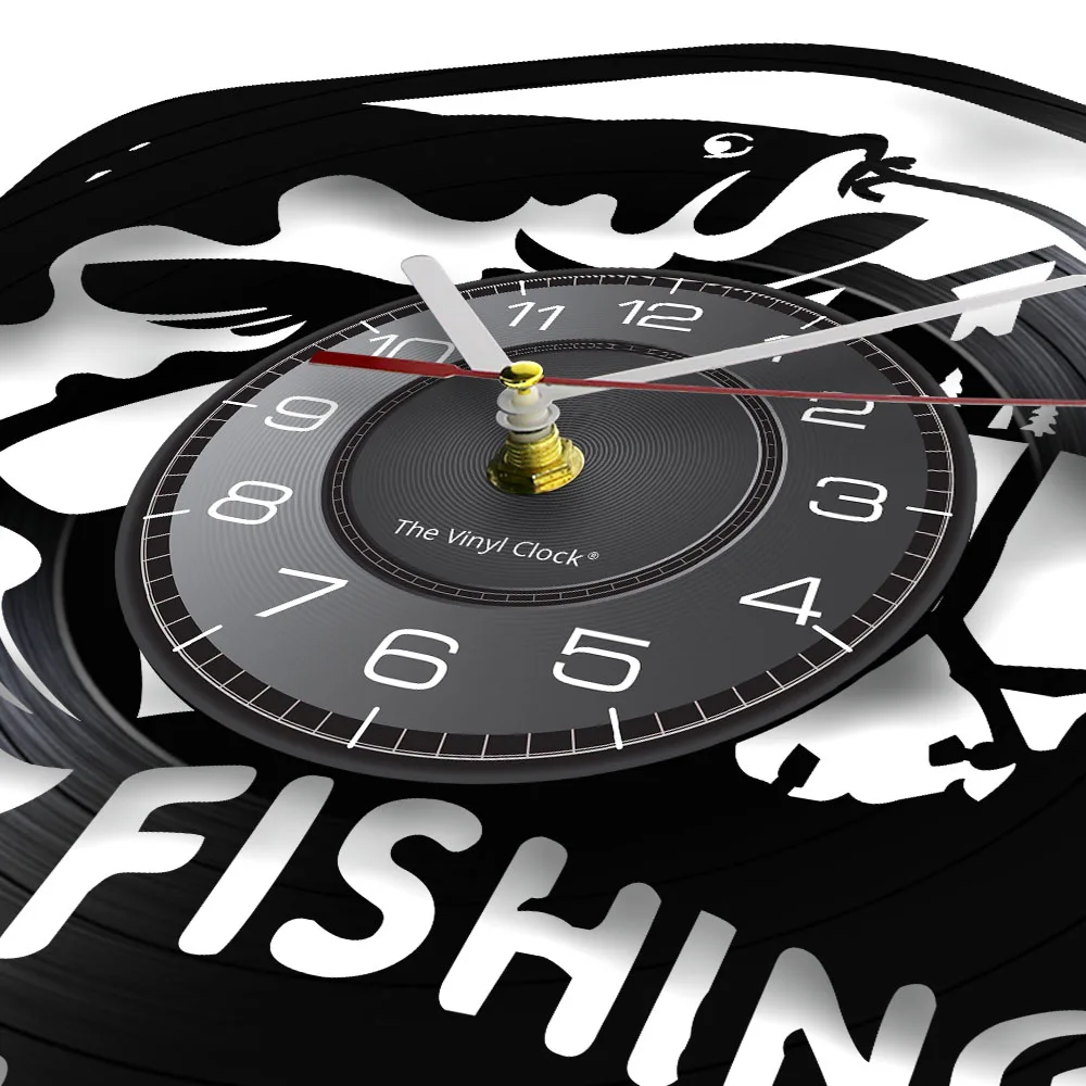 Рыбак домашний декор бесшумные кварцевые настенные часы для рыбалки виниловые