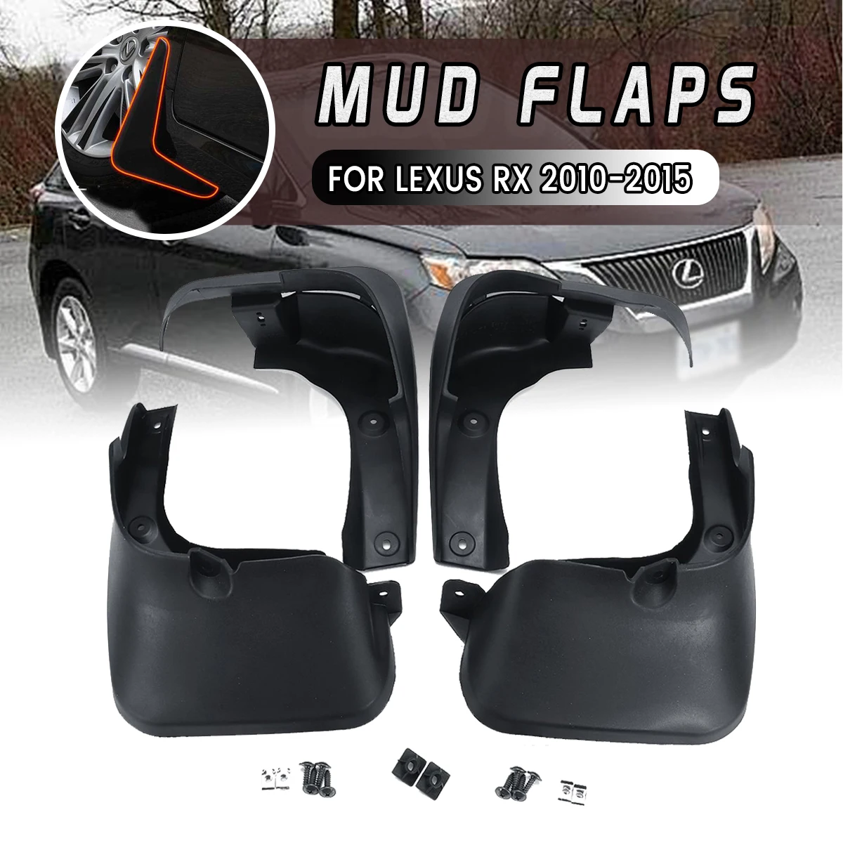 

Car Mud Flaps Splash Guards Mudflaps Mudguards Accessories For LEXUS RX RX270 RX300 RX350 RX450H 2010-2015