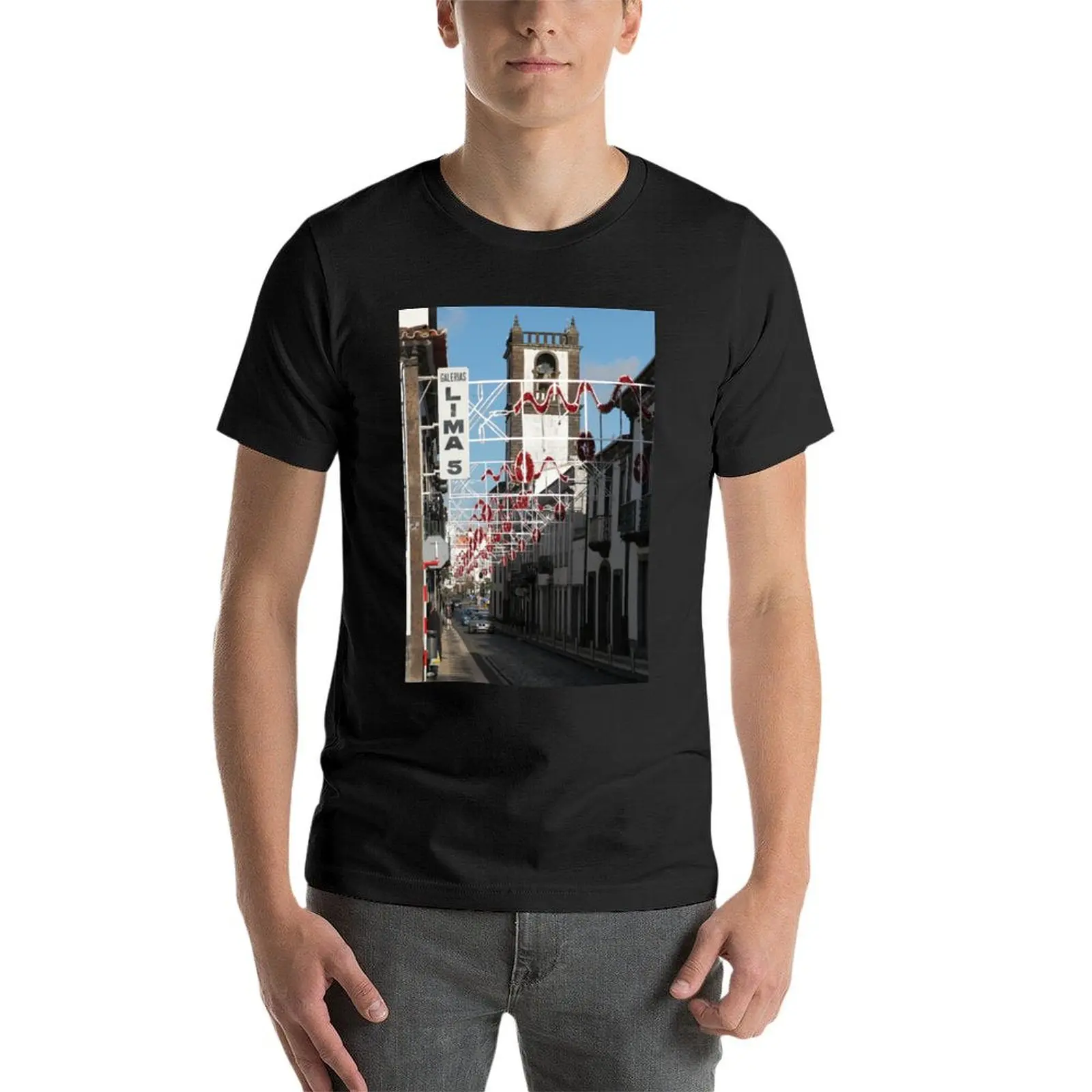 Мужская футболка с рисунком Понта Делгада голубой цвет быстросохнущие простые