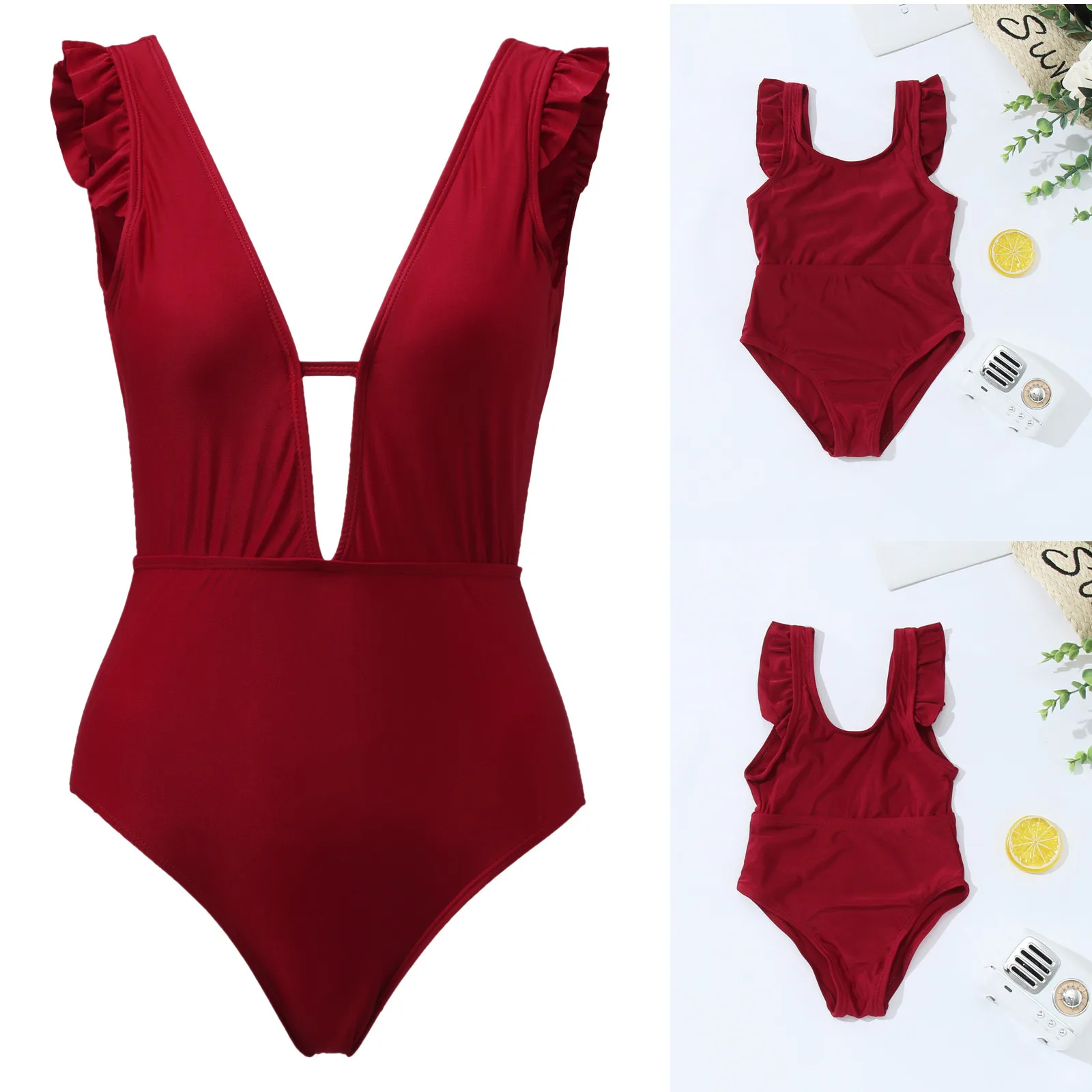 Женский слитный купальник для мамы и дочки новый семейный купальный костюм