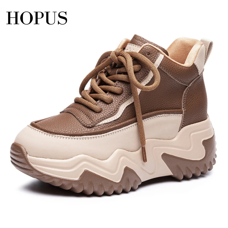 

HOPUS Woman Sneakers Leather High Quality Comfy Casual Shoes For Women 2023 New Trendy Warm Non-slip Increased Platform Sneakers