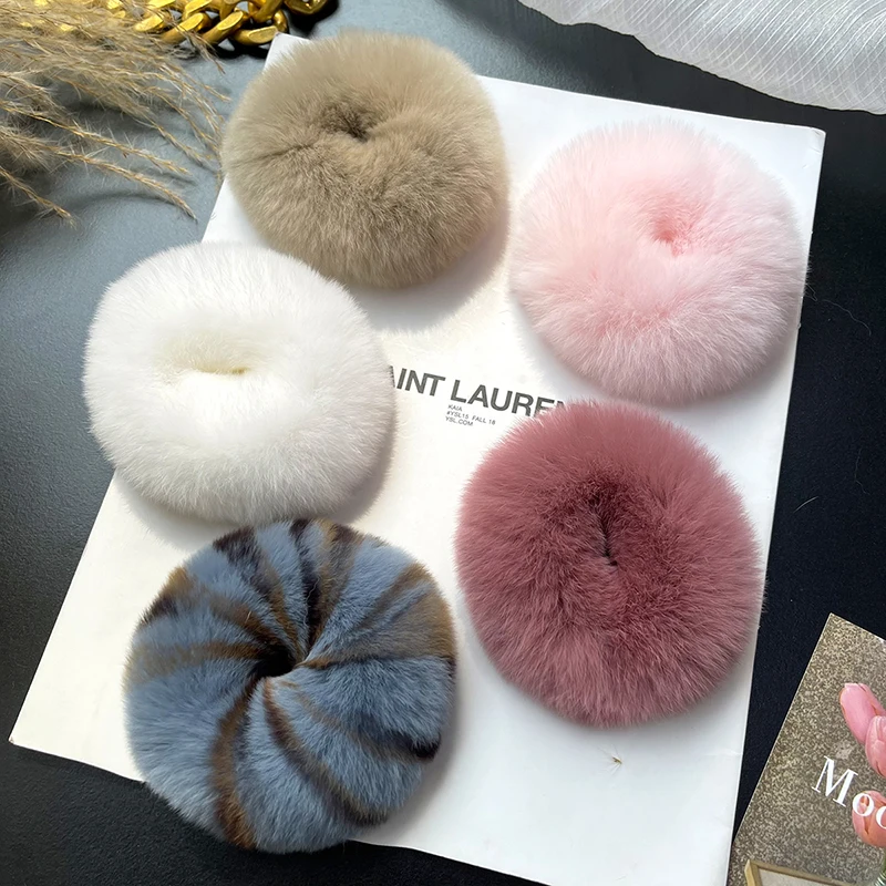 

Women Cute Plush Headbands Elegant Simple Personality Hair Rope Girl Korean Elastic Rubber Bands Fashion Hair Accessories