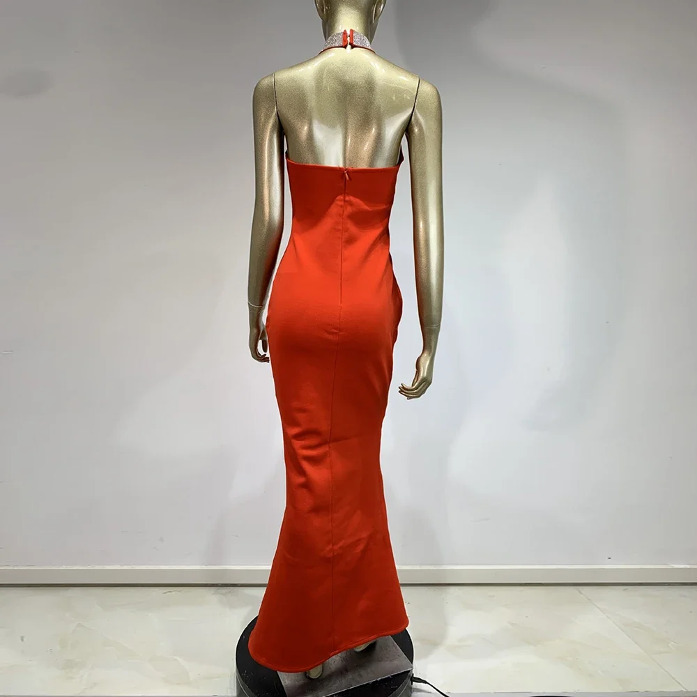 2024 новое летнее женское красное сексуальное облегающее длинное бандажное платье