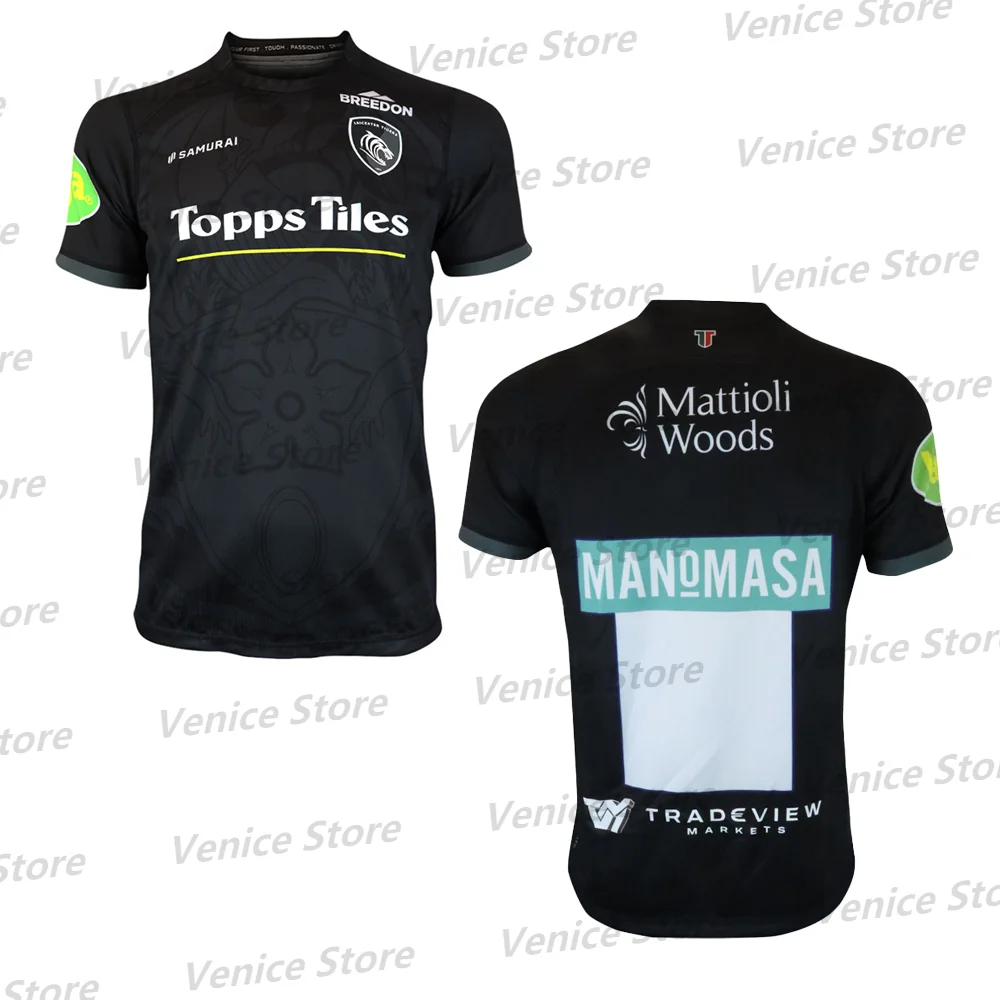 Мужской Трикотаж Для Регби С Коротким Рукавом LEICESTER TIGERS 23/24 Домашний Вышивкой