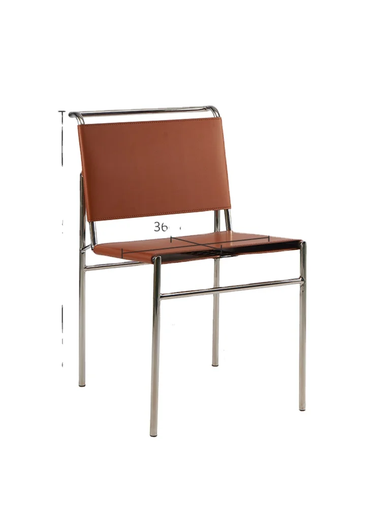 

YY Saddle Leather Armchair Armrest-Free Iron Chair Creative Stool