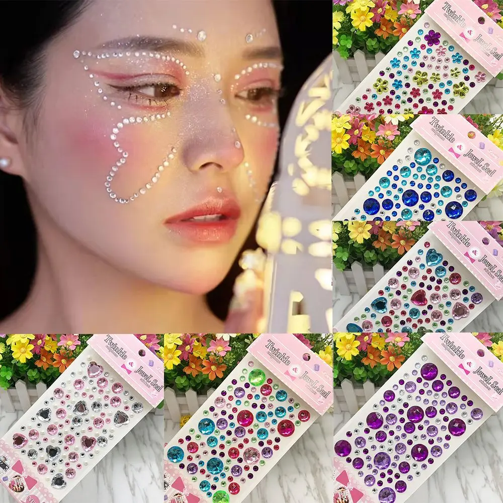 

Face Gems Adhesive Rhinestone Jewels Stickers Festival Fancy Party Body Glitter DIY 3D Crystal Tattoo Stickers