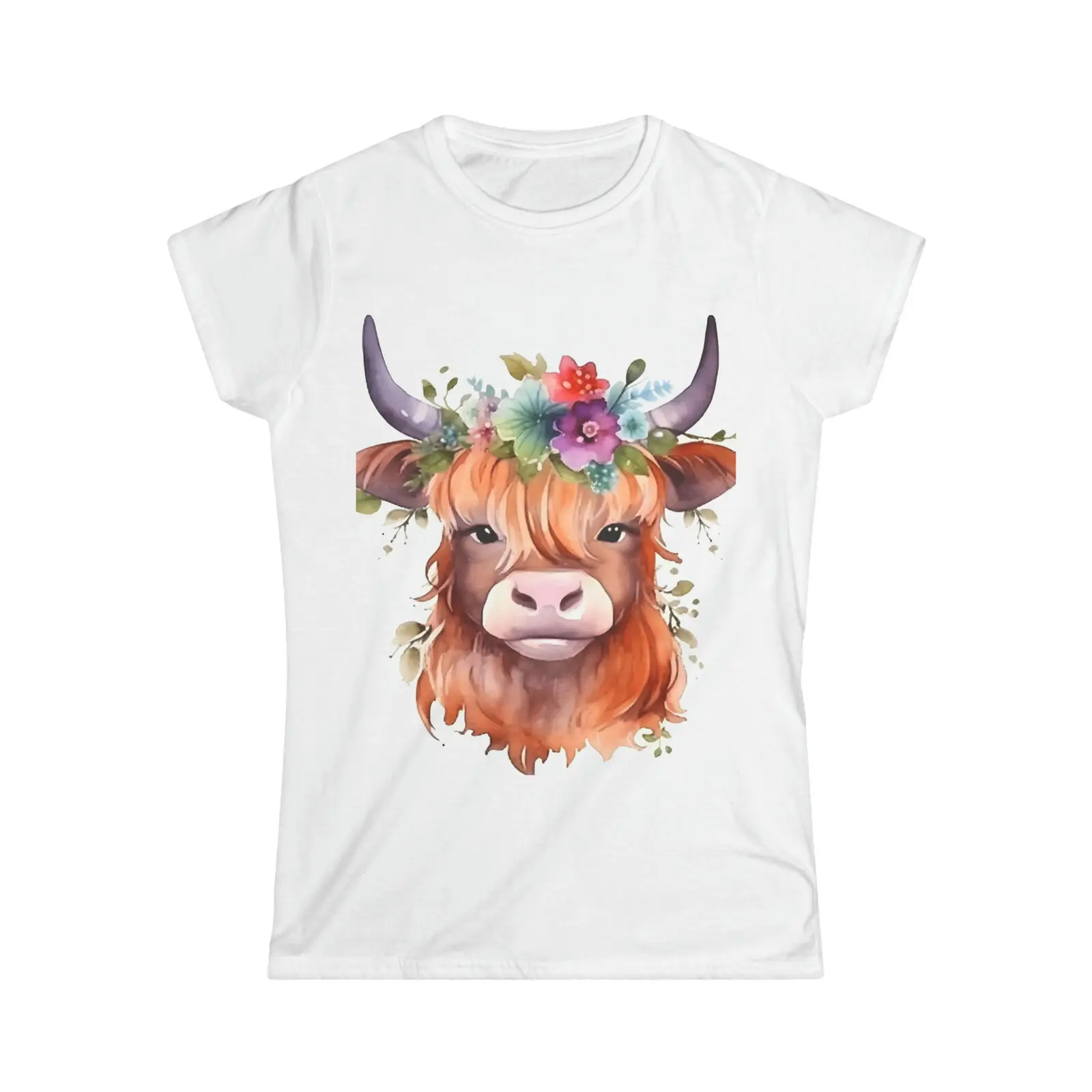 Женская футболка Bessie McMoo мягкая в стиле Highland Cow