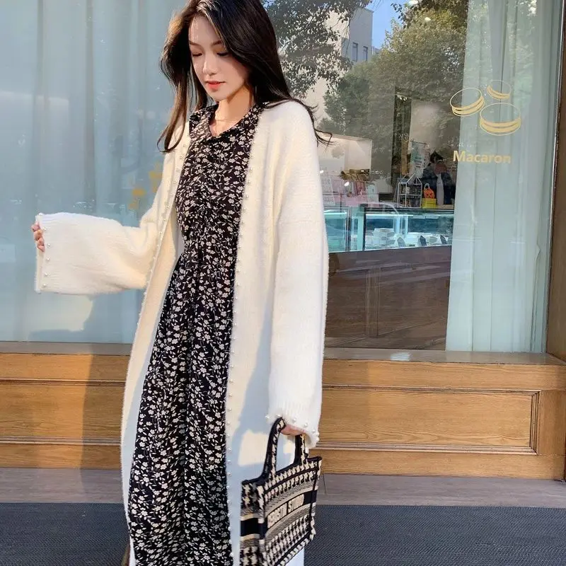 Женский длинный кардиган из искусственной норки свободная вязаная куртка на