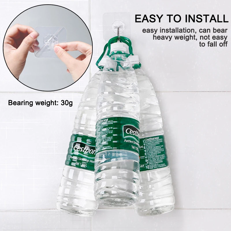 1/2/3/5/10 Household Transparent Strong Self-adhesive Door Wall Hook Suction Heavy Duty Shelf Suction Cup Kitchen Bathroom Hook