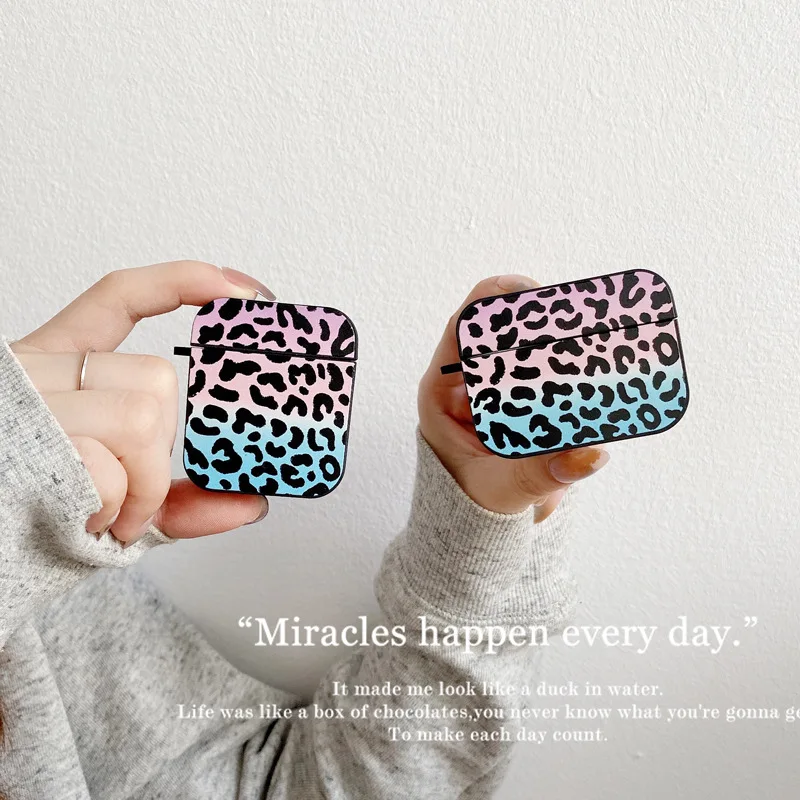 

ins square gradient leopard print suitable for airpods pro protective sleeve soft shell apple bluetooth earphone shell 1/2 gener