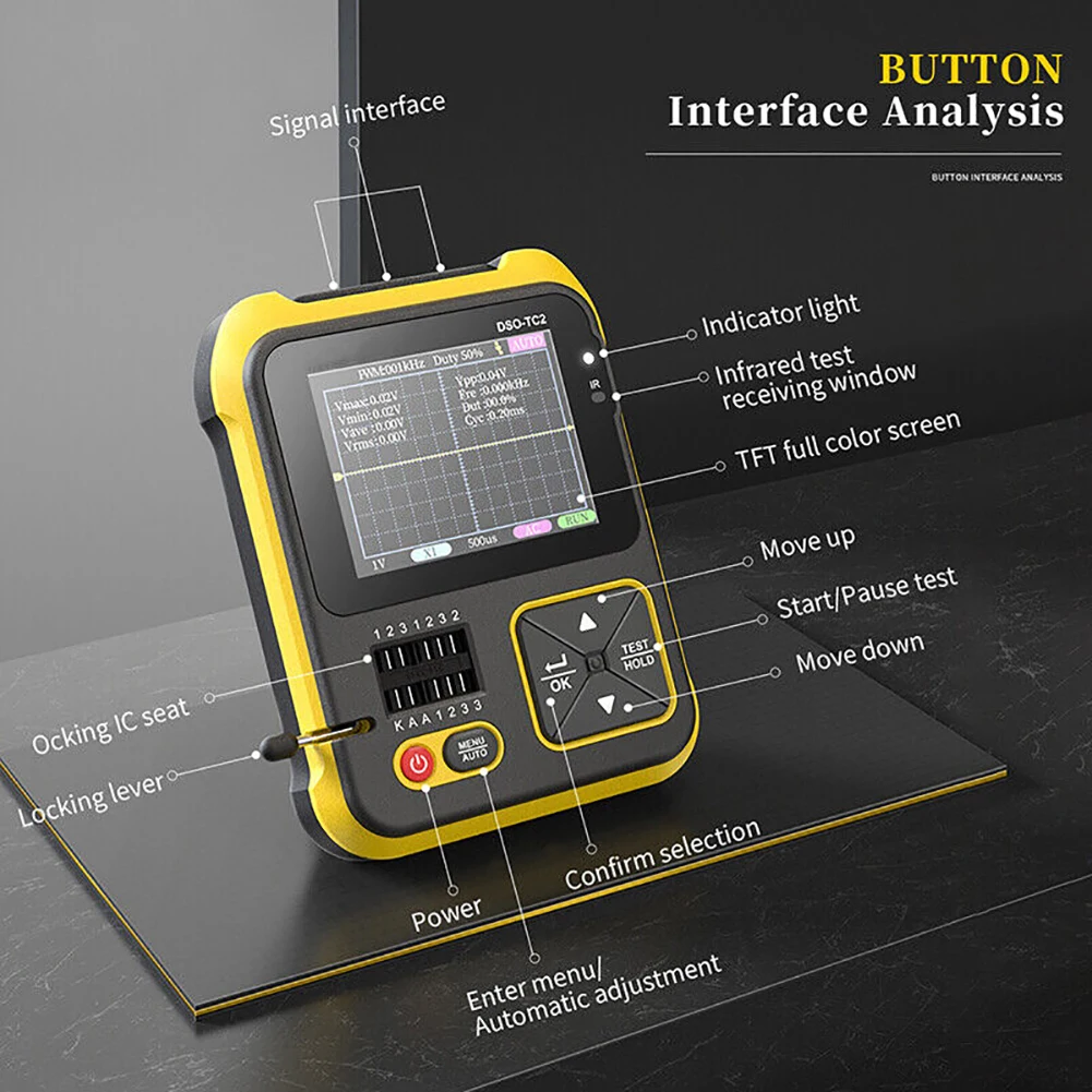 

Handheld Digital Oscilloscope LCR Meter 2 In 1 DSO-TC2 200kMHz Instrument Analog Bandwidth Support Waveform Storage