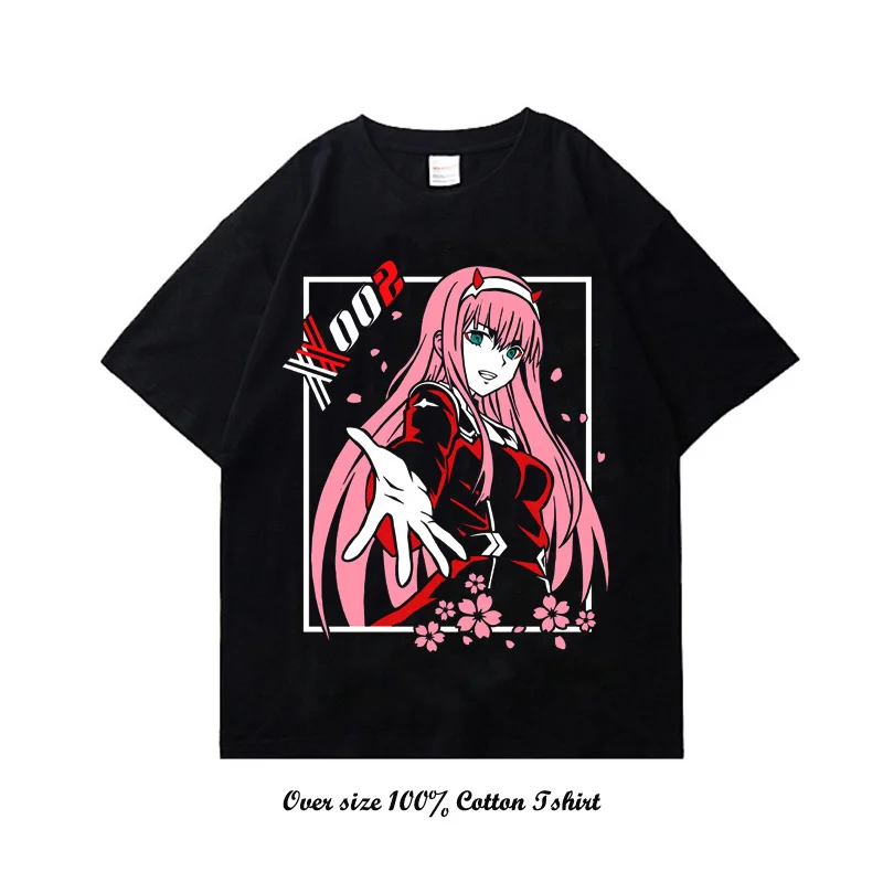 Anime japonais Chérie dans le FranXX T-Shirt 100% T-Shirts en coton T-Shirt Imprimé Haut Court Y2k Harajuku Tops