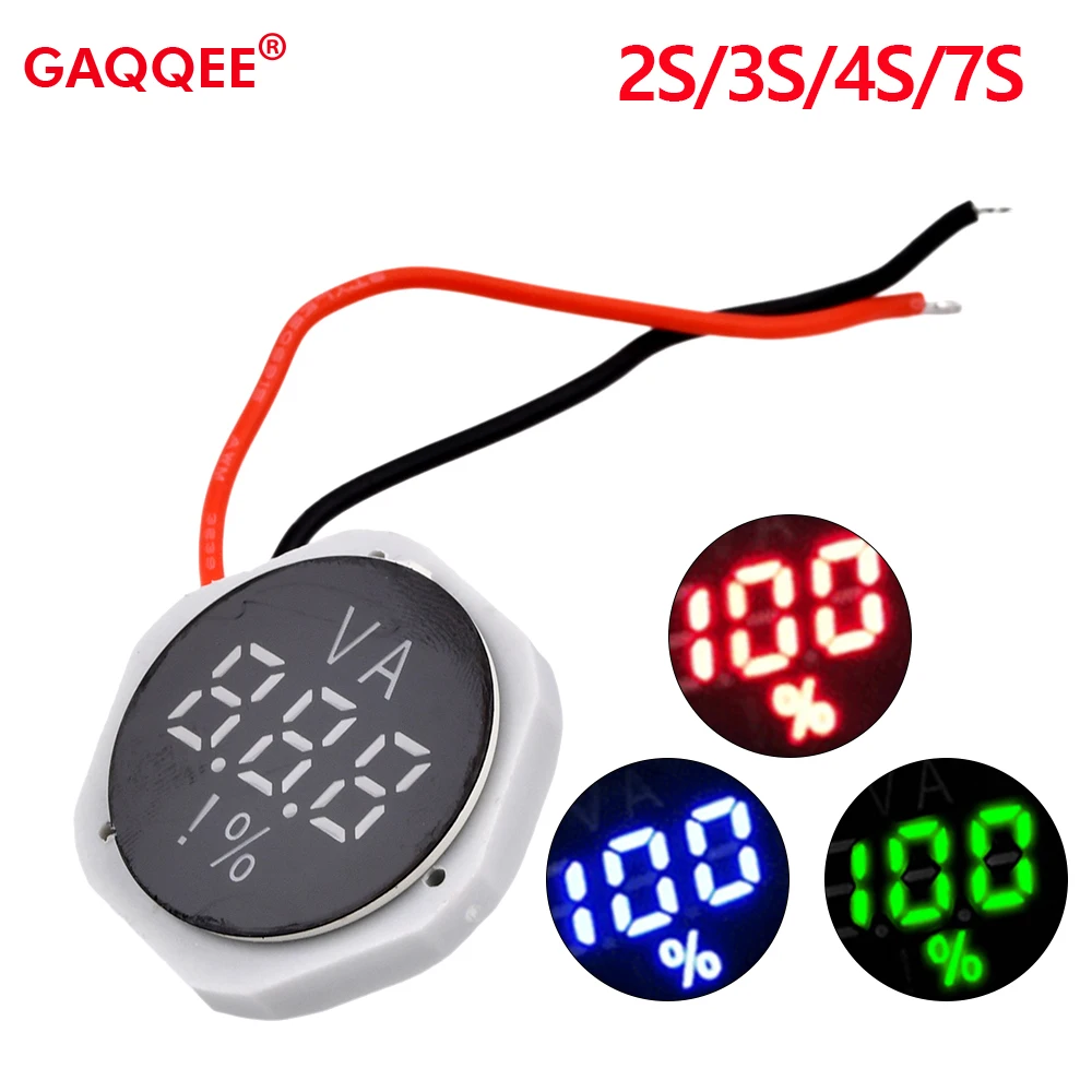 

2S/3S/4S/7S Digital Voltmeter Voltage Power Meter DC4-130V Lead-acid Lithium Battery Capacity Indicator 2 Wires Car Volt Meter