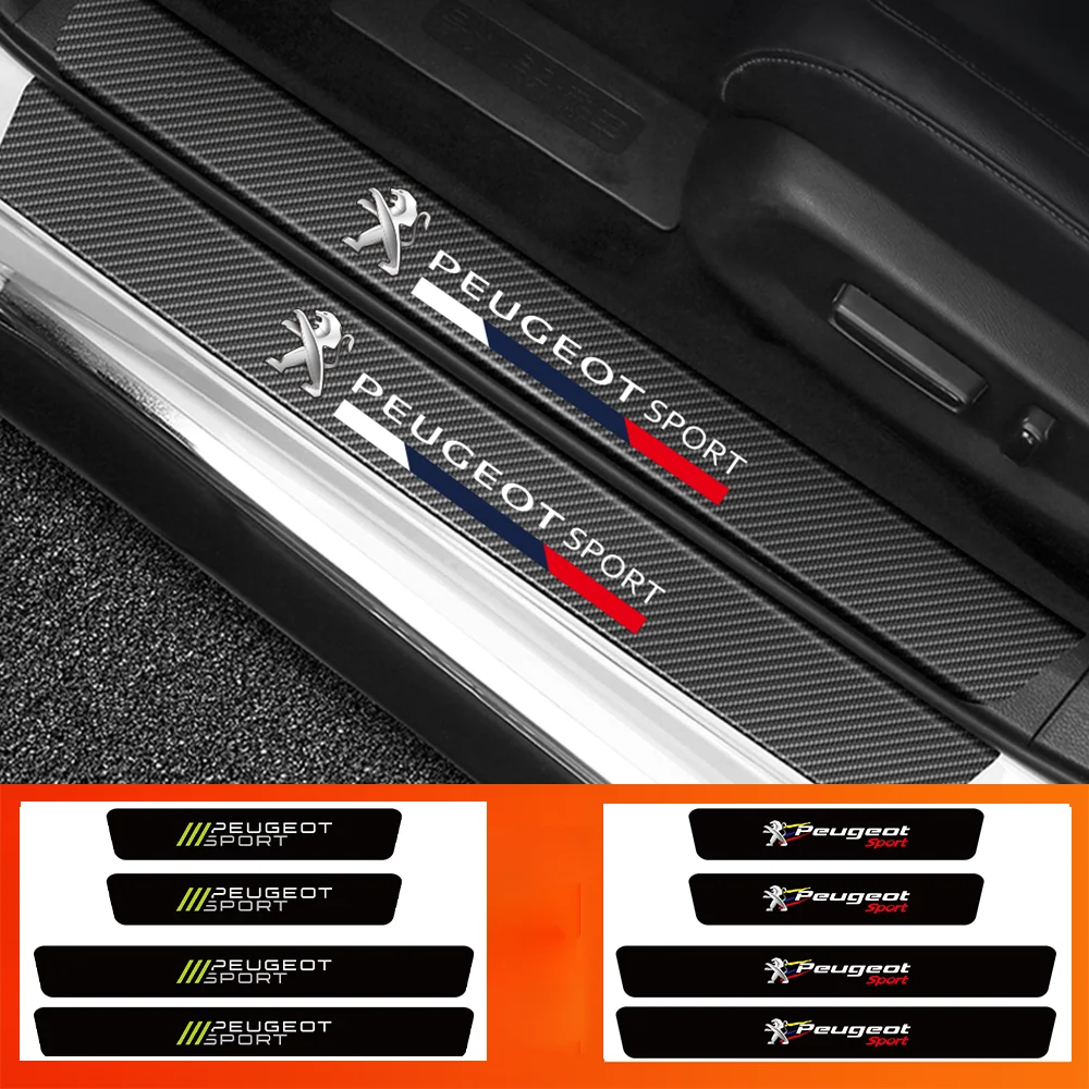 4 шт. для Peugeot Sport 3D автомобильный Стайлинг углеродное волокно протектор порога