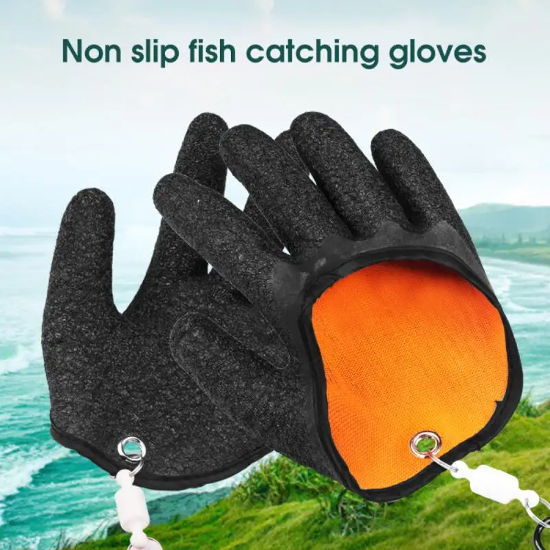 

Fishing Gloves Catch Fish Anti-slip Durabl Knit Full Finger Waterproof Work Cutproof Glove Clasp Left Right Apparel Protect Hand