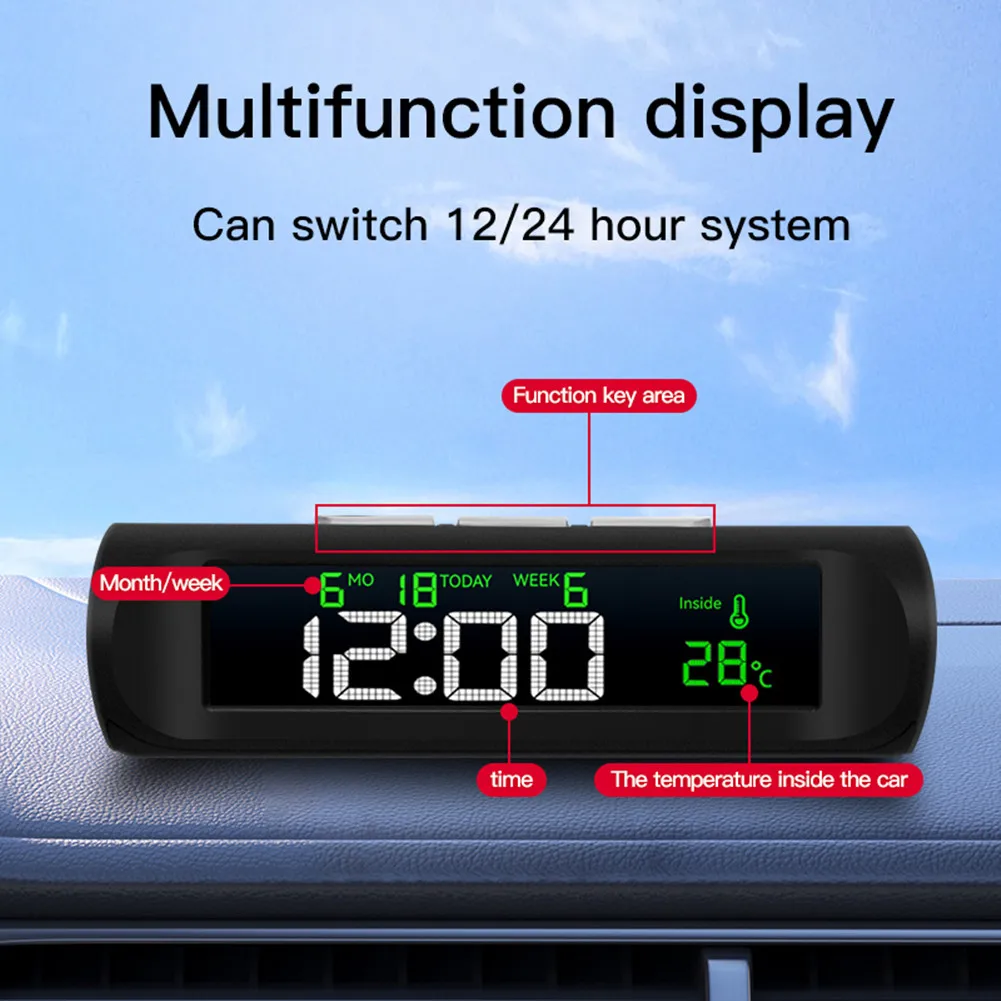 

Автомобильные часы с термометром и календарем, новинка из АБС и поликарбоната, ручные многофункциональные Автомобильные электронные часы, автоматические автомобильные часы
