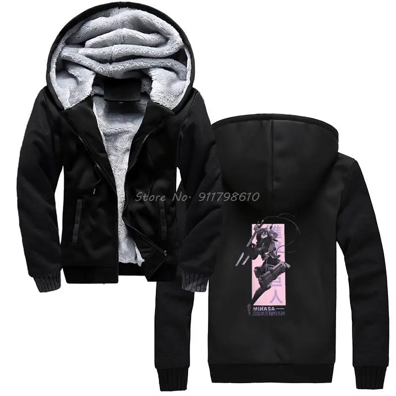 

Attack On Titan Mikasa Awesome Hoodie Men Hooded Winter Thickening Keep Warm Sweatshirt Streetwear Harajuku