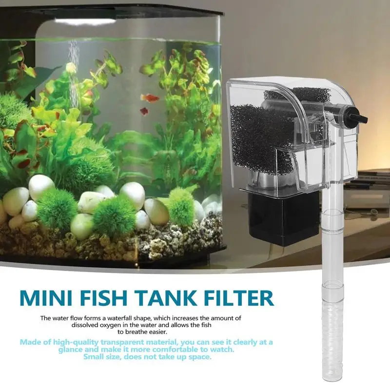 

Mini Aquarium Filt Fish Tank Ultra-Quiet Betta Fish Turtle Tank Filter Mini Aquarium Hang-On Filter for Aquarium and Fish Tank