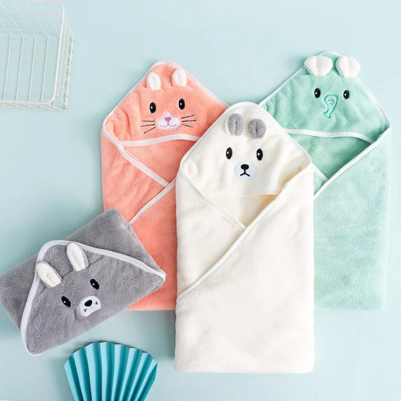 

Baby Bath Towel Girl Boy Baby Towel Newborn Cap Cartoon Coral Velvet Baby Towel Blanket Newborn Baby Bathrobe Baby