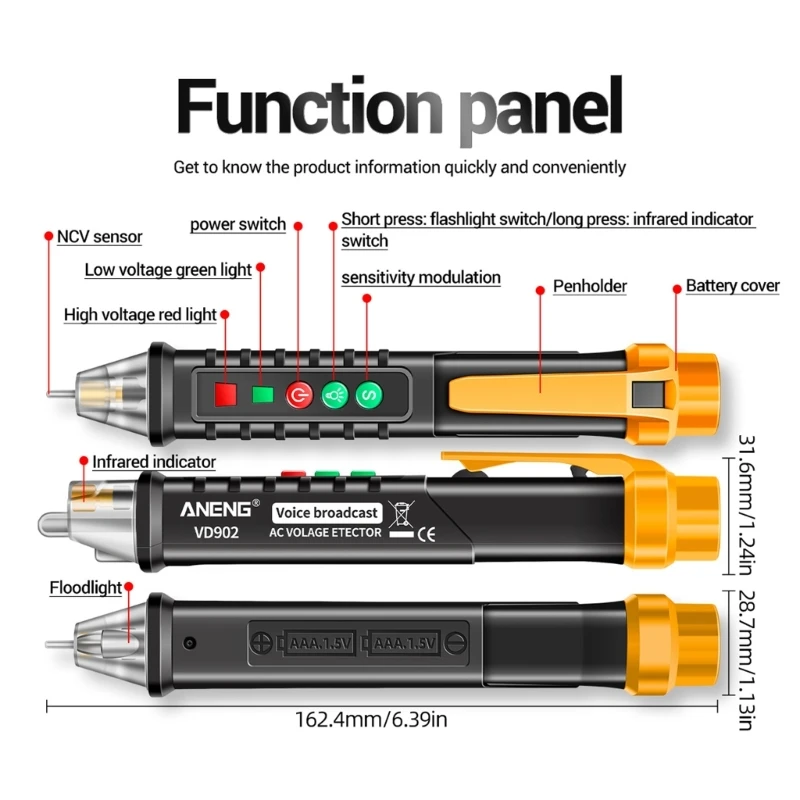 

Non-Contact Voice Broadcast Voltage Meter Tester Pen Electric Sensor Tool