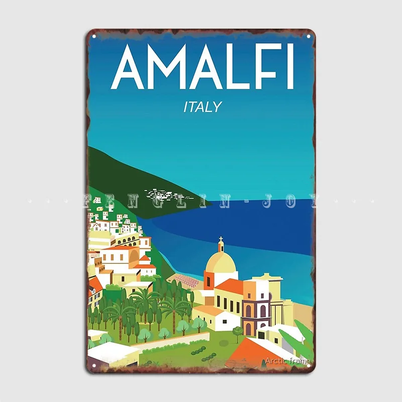 

Amalfi Italy Vintage Travel Poster Landscape Metal Sign Cinema Customize Garage Decoration Cinema Garage Tin Sign Posters