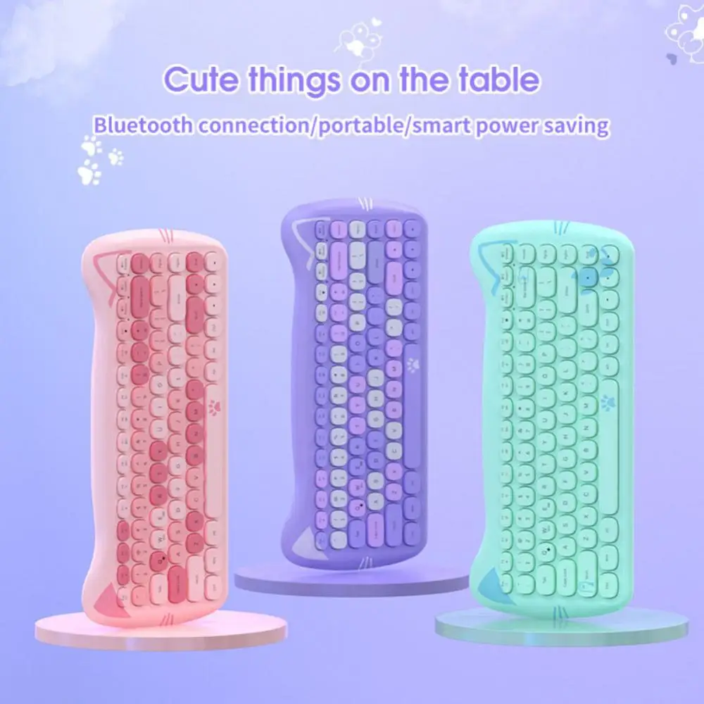 

Cute Meow 2.4G Wireless Keyboard And Mouse Set Waterproof Mini Multimedia Ergonomics Keyboard And Mouse Combo For Girl Gift