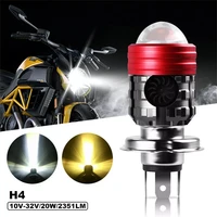 1pcs motorcycle two color light spot light yellow white 6000k3000k 20w h4 9003 hb2 led motorcycle headlight bulb